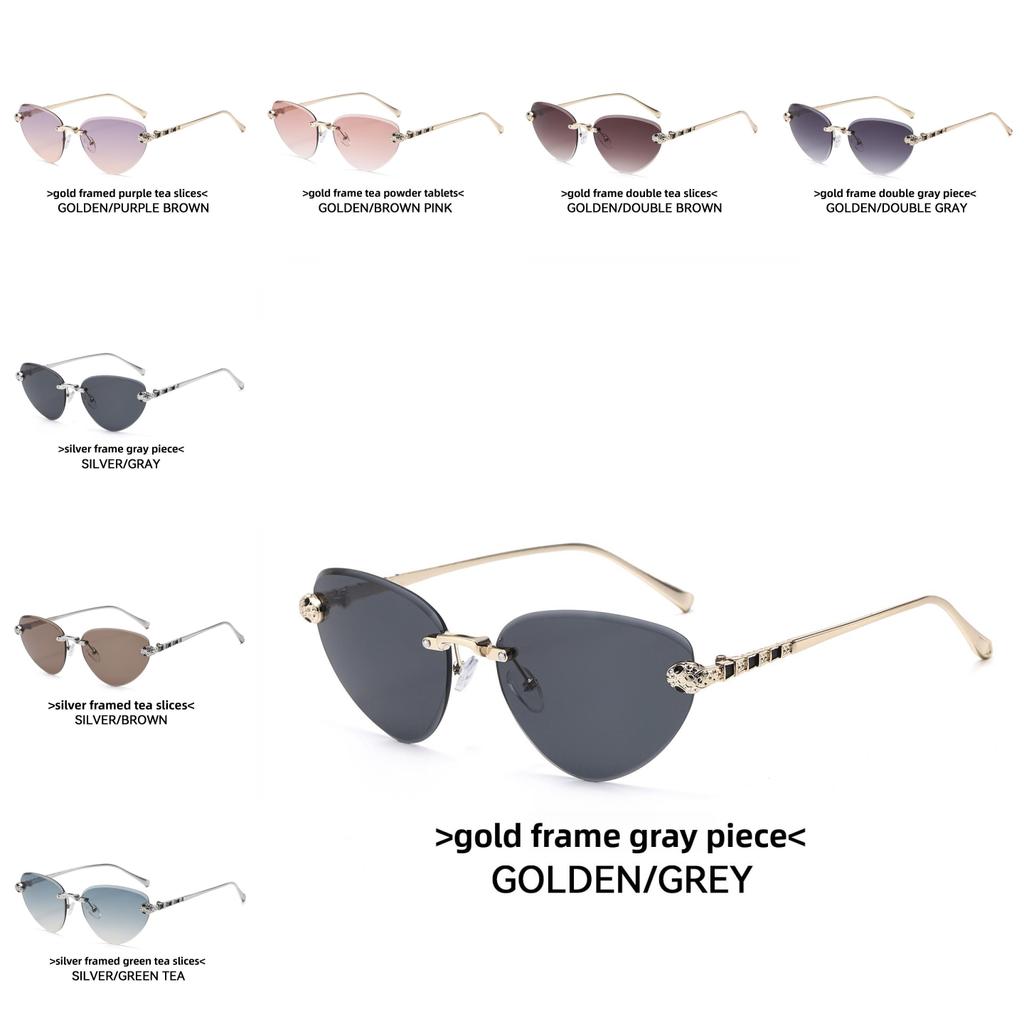 Cats Eye Frameless Sunglasses With Uv400 Protection For Fashionable Summer Outings