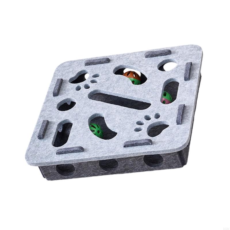 Multiple Cats Enrichment Puzzle Toy with Maze Design Multiple Holes Felt Indoor Entertainment Kitten Exercise Toy