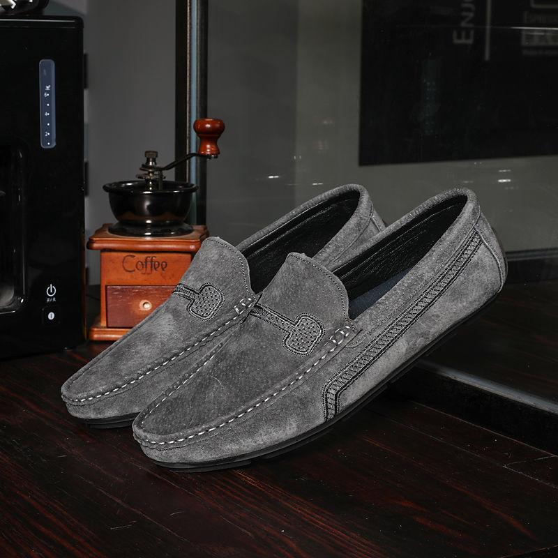 Man Casual Shoe Loafers Flat Suede Round Toe Leather Shoes for Men Adults Summer Sale Designer Comfortable Cowhide Slip-on Pu