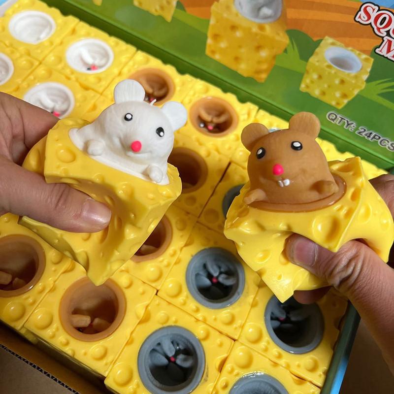 Muis Squishy Speelgoed Kaas Stressbal Squishy Rat Knijpen Kaas Fidgets Squishy Muizen Speelgoed Stress Nieuwigheid Speelgoed voor ADHD ADD OCD