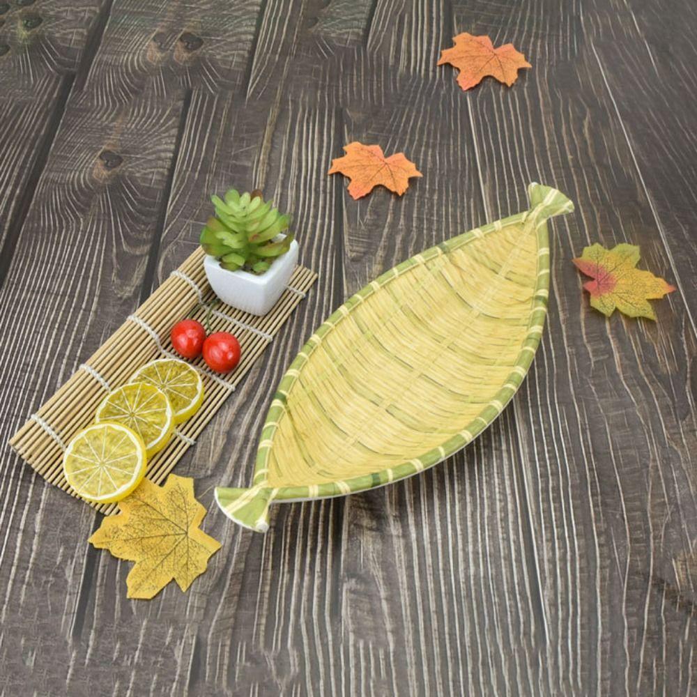 Imitation Bamboo Weaving Barbecue Plate Multiple Styles Vegetable Fruit Tray  Home
