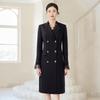 Women's Black Suit Dress with Lace Trim
