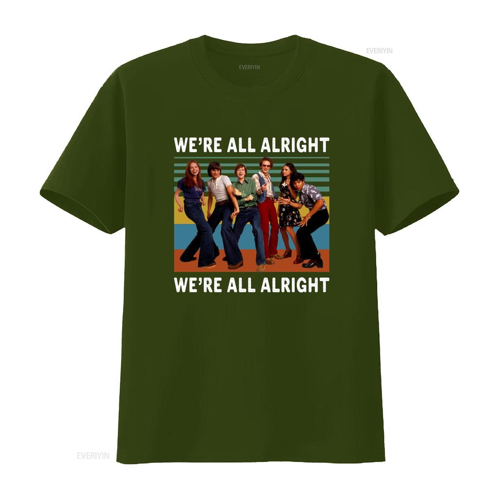 Vintage Retro That 70s Show Were All Alright Cast Print Casual T Shirt Vintage Breathable Graphic Top For Everyday Wear