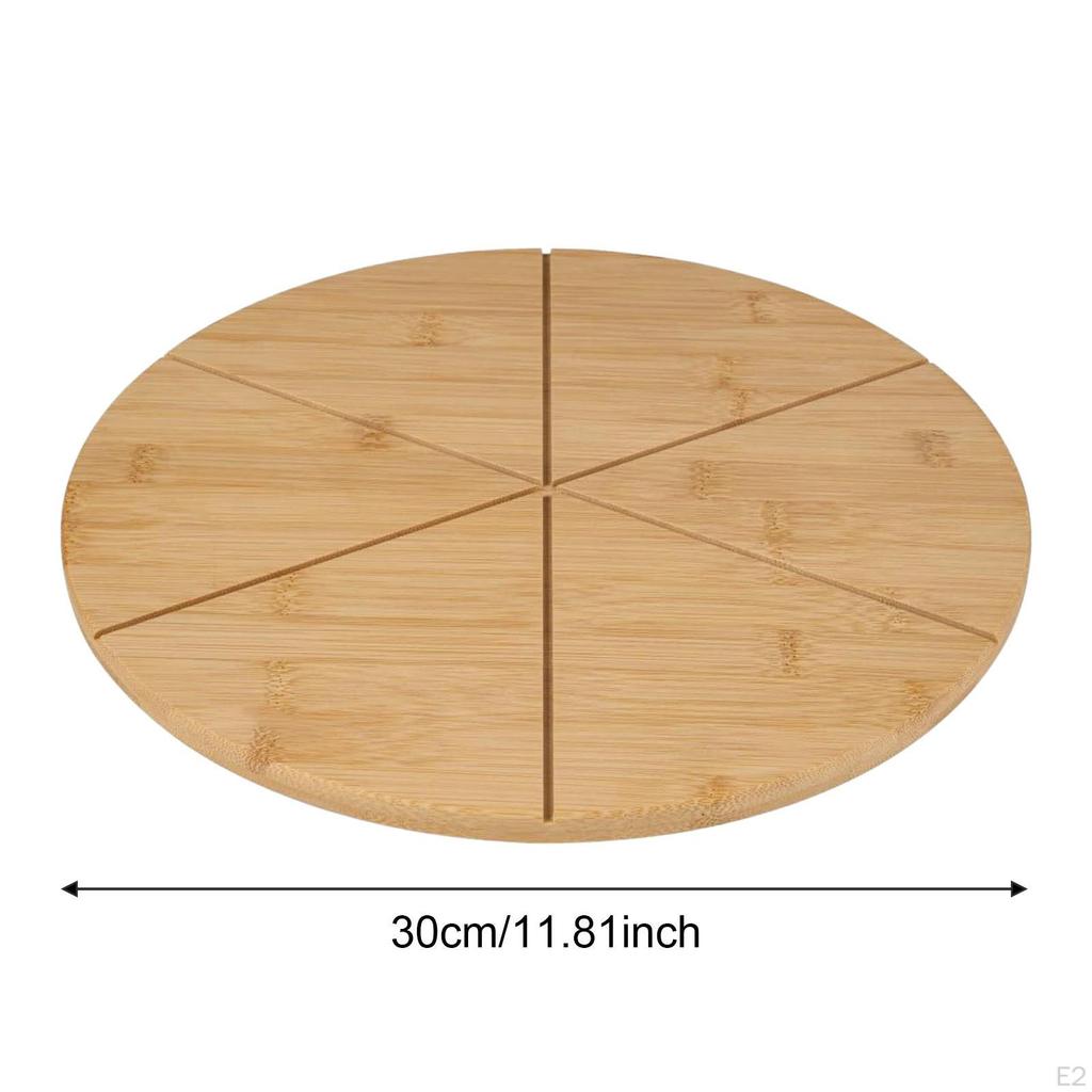 Pizza Cutting Board Bamboo Tray Food Prep Cheese Serving Platter with Grooves for