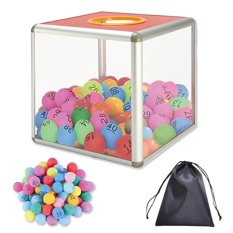 

TJQ lottery box bingo set Lottery lottery box bingo game [82 pieces set of numbers 1 to 75 + 7 spare balls] Skeleton party