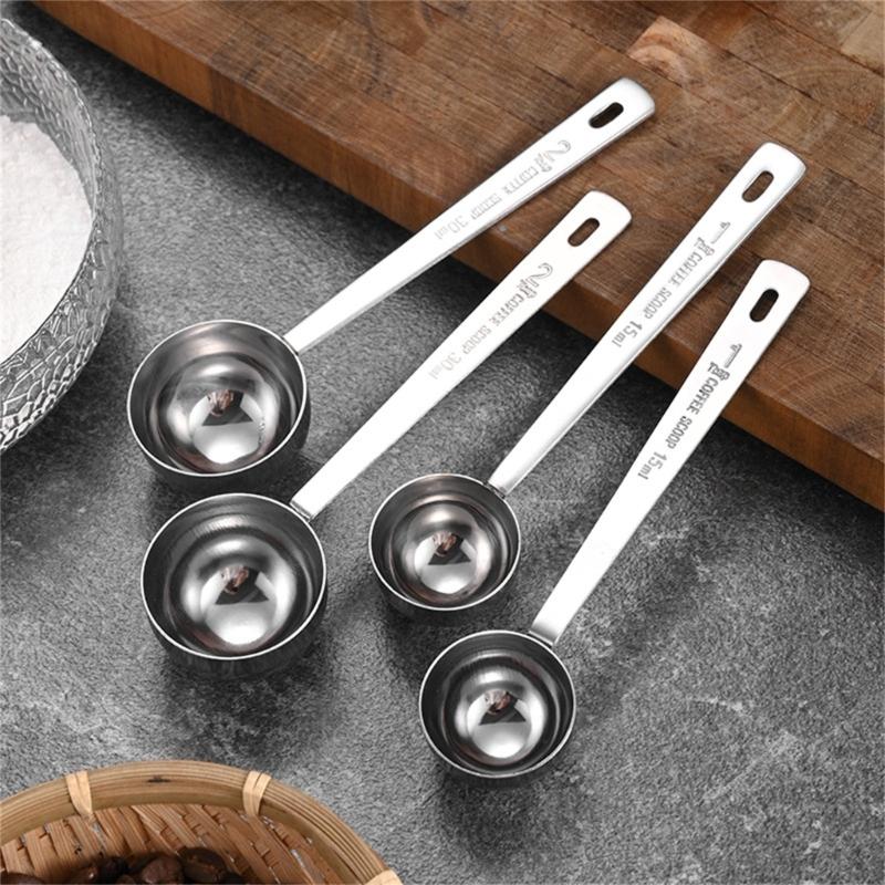 Steel Measuring Spoon Practical Measuring Spoon Long Handle Functional Steel 15/30ML Measuring Spoon