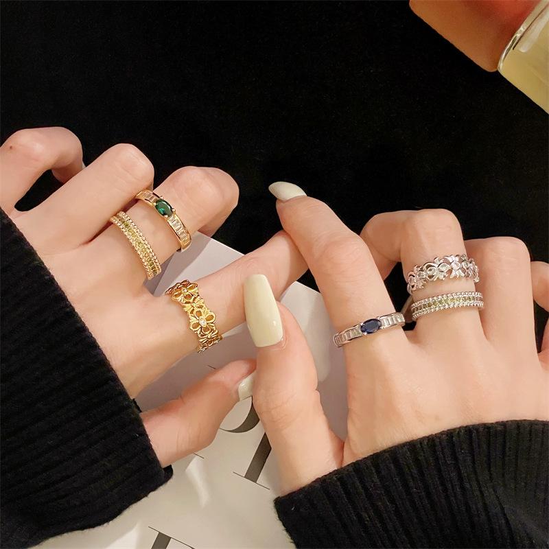 Retro Court Style Open Ring, Colorful Treasure, High-End Sense, Fashion Niche Design Sense, Medieval Ring, Index Finger Ring