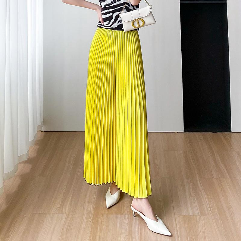Pantaloni gonna comodi casual larghi a gamba larga da donna, estivi, design plissettato con effetto fluttuante
