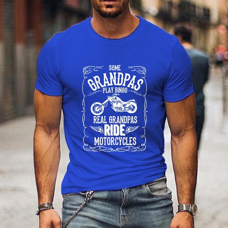 Grandpas Ride Motorcycles Print Men's T-shirts Father's Day Gift Short Sleeve Tops Tees Summer Harajuku Fashion O-Neck Tshirt