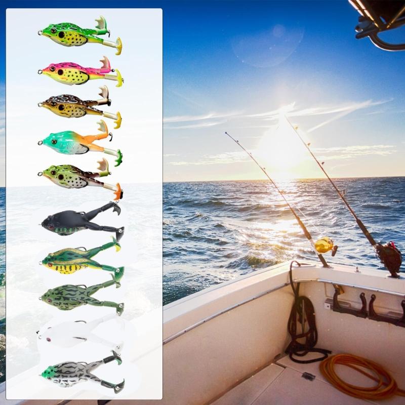 5Pcs Fishing Lures Soft Artificial Frogs Fishing Trout Fishing Lures Double Propellers Colorful Large Feet Swimbaits Set
