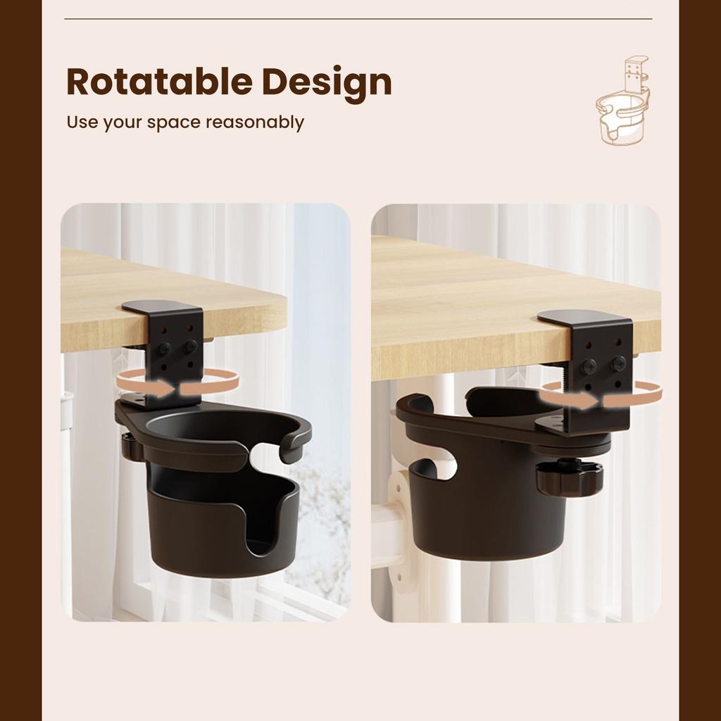 Desk Cup Holder Rotating Clip On Bottle Organizer Storage Rack for Coffee Drink Mugs Water Bottles