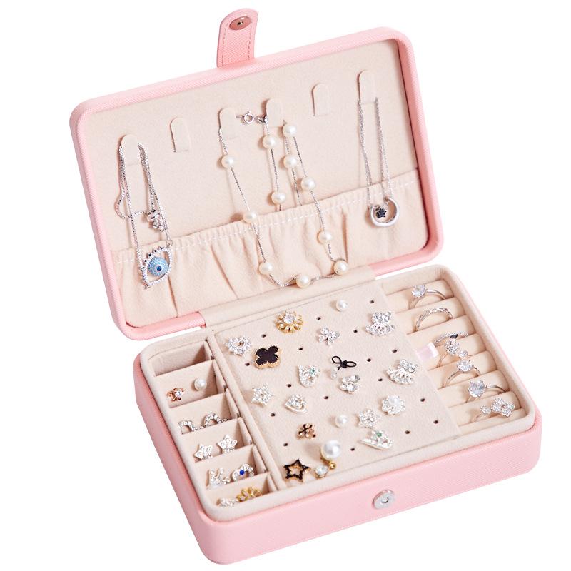Portable PU Minimalist Jewelry Box for Studs and Rings - Multifunctional Storage Box