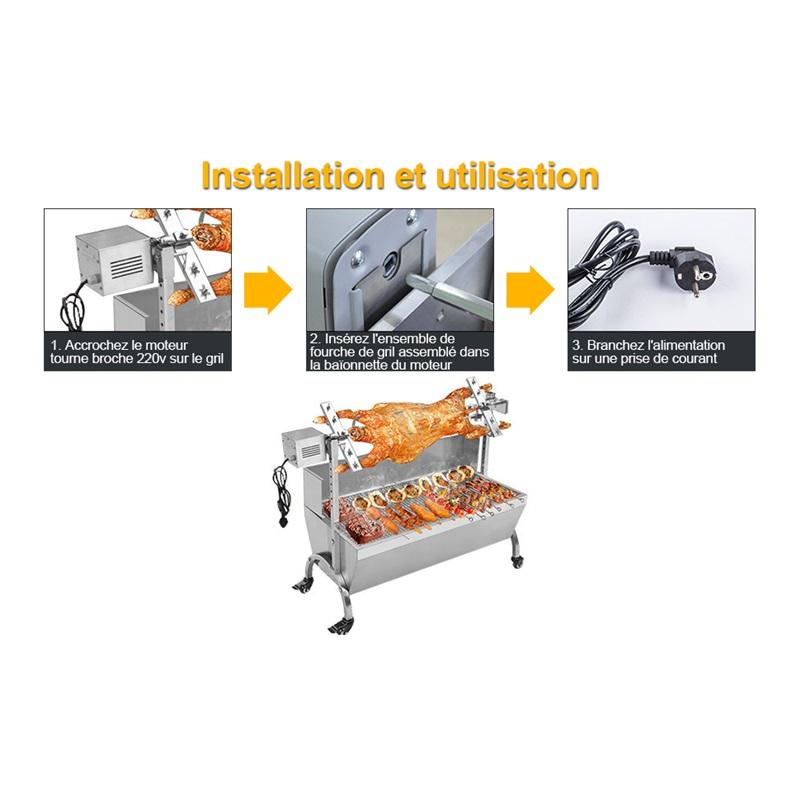 Grill Roaster Electric Motor Goat Pig Chicken BBQ Spit Rotisserie Outdoor Barbecue Accessories SP-S40 Stainless Steel