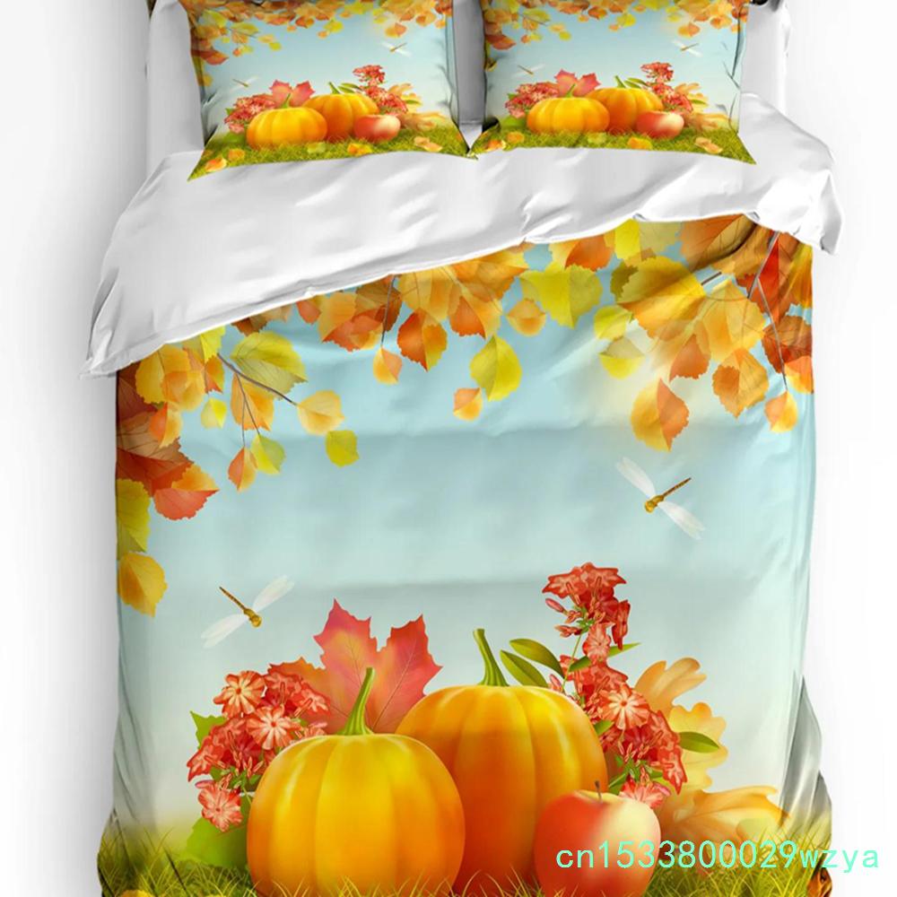 Autumn Plant Tree Leaves Duvet Cover With Pillow Case Custom Comforter 3pcs Bedding Set Quilt Cover Double Bed Home Textile