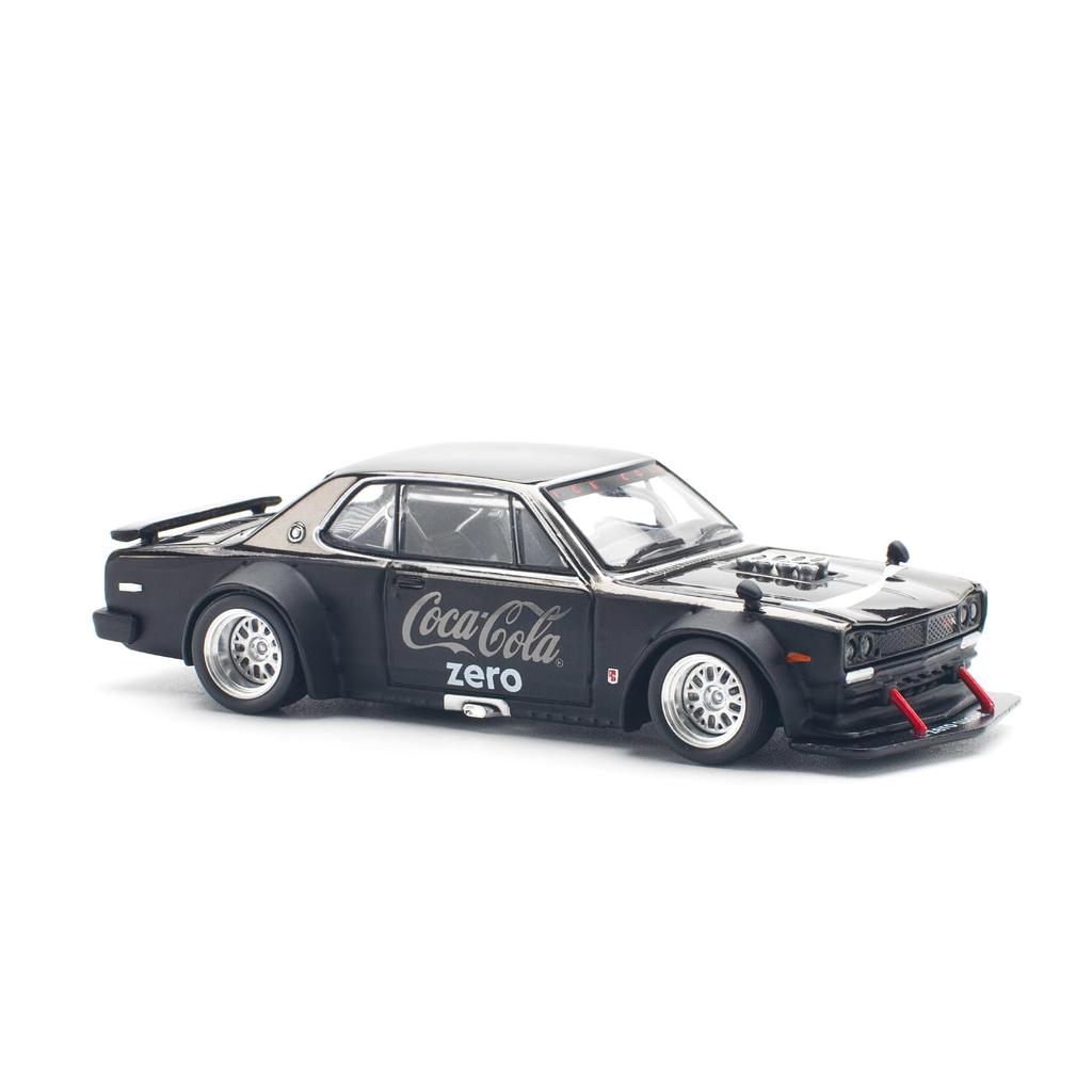 POP RACE x TINY SKYLINE V8 DRIFT COCA COLA BLACK finished product PR640144 1/64 GT-R (HAKOSUKA) CHROME?