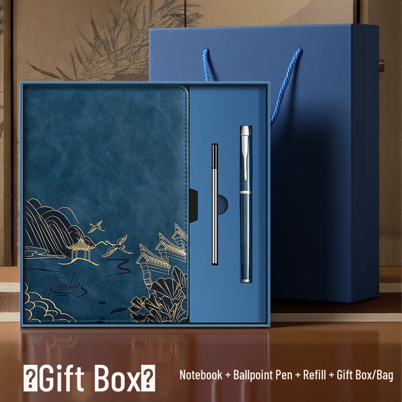 A5 Chinese Style Leather Business Notebook Gift Set