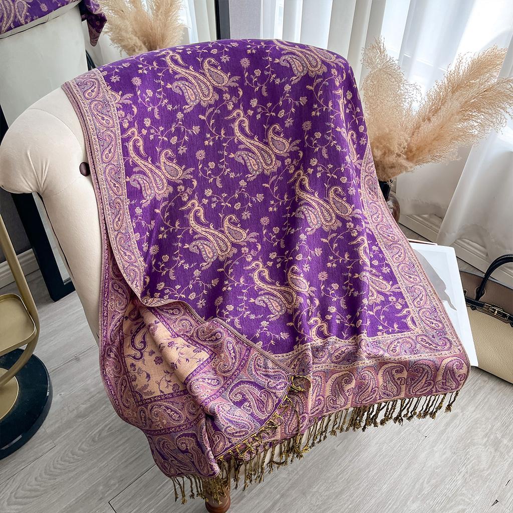 Luxus Winter Paisley Schal Damen Kopftuch Wickeltuch Warme Herbstschals Design Druck Damen Foulard Baumwollstolen Schal