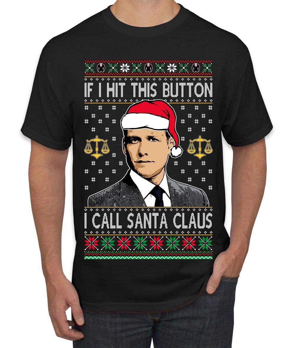 Harvey Hit This Button I Call Santa Specter Parody Men T- Shirt 4XL