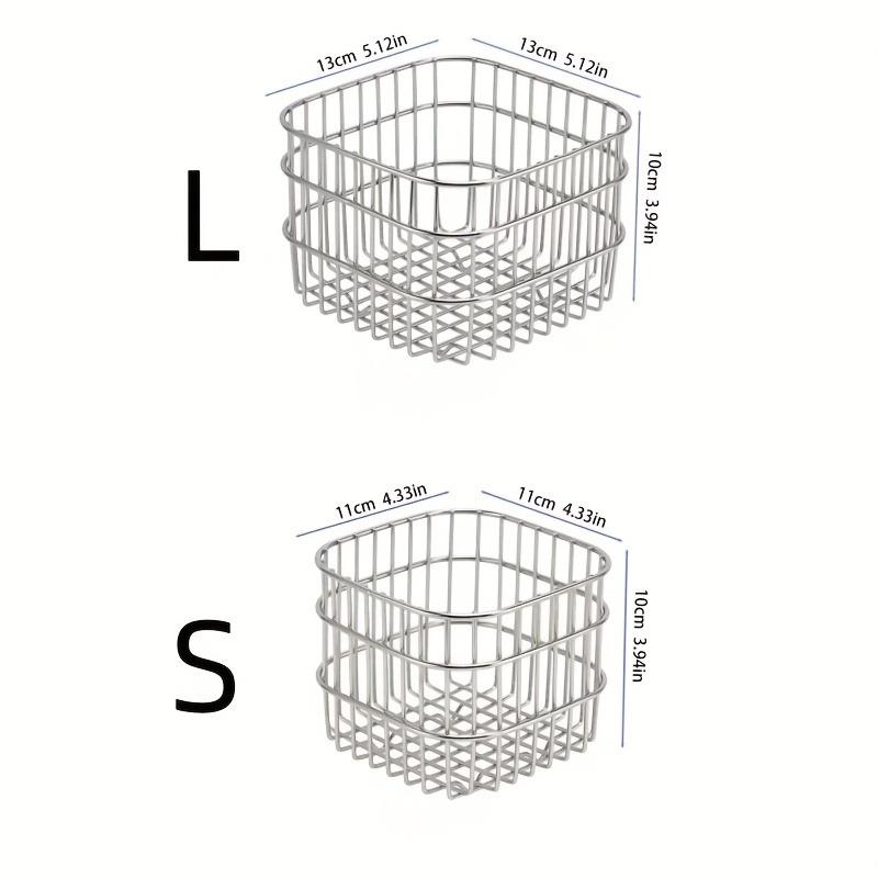 

2pc Stainless Steel Storage Baskets Set Open Multi-Purpose Organizer for Bathroom Kitchen Desk Durable Rust-Resistant Home Decor