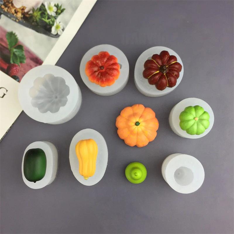 Pumpkin Silicone Candle Mold Creative Vegetable Aromatherapy Resin Mold Baking Tools 3D Halloween Cake Decoration Craft Supplies