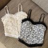 Sexy Tank Top Lace Print Halter Crop Tops Women Summer Camis Backless Camisole Fashion Pearl Female Tube Sleeveless Cropped Vest