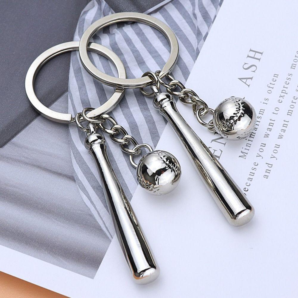 Baseball Fitness Equipment Key Ring Barbell Dumbbell Baseball Keyring Fitness Keychain  Bag Pendant