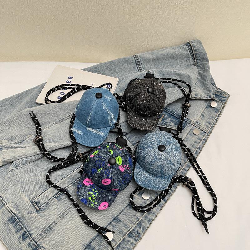 Korean Style Trendy Denim Mini Crossbody Bag with Lanyard and Coin Purse