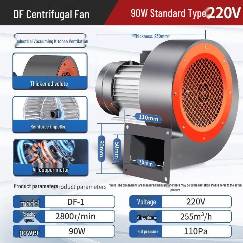Jinglian Industrial Centrifugal Dust Removal Fan CN plug (adapter included)
