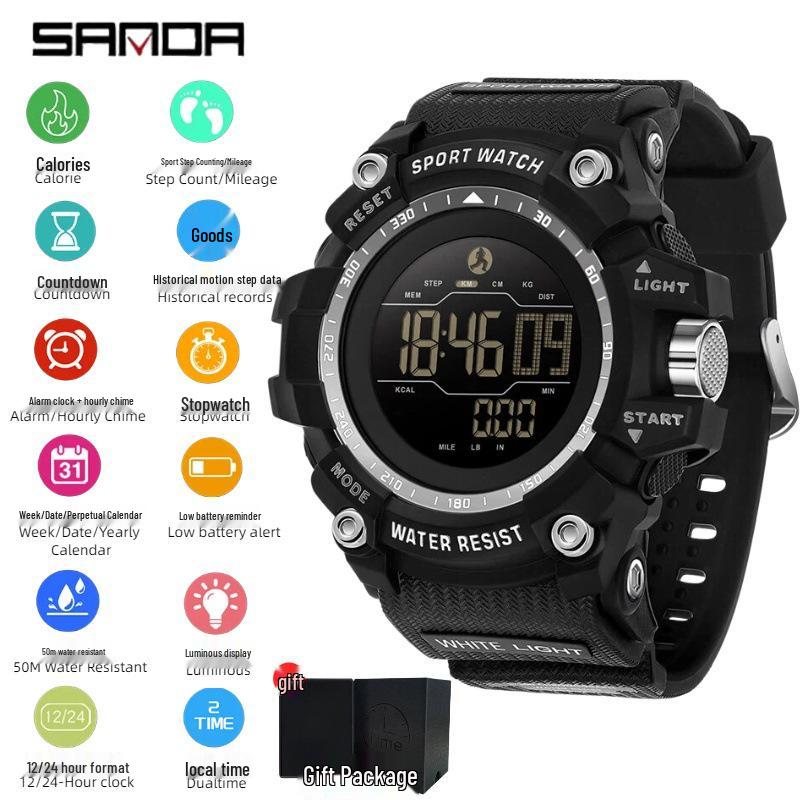 SANDA Multifunctional Electronic Watch with Calorie Counter and Pedometer for Students and Outdoor Sports