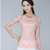 Women's Form-fitting Long-sleeved Lace Blouse with a Feminine Silhouette Plus Size Clothing