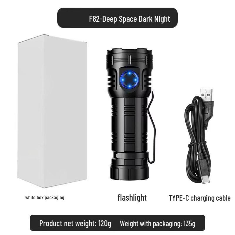 Rechargeable Ultra-Bright Eight-Eyed Monster Flashlight with Red Warning Light for Outdoor and Household Use
