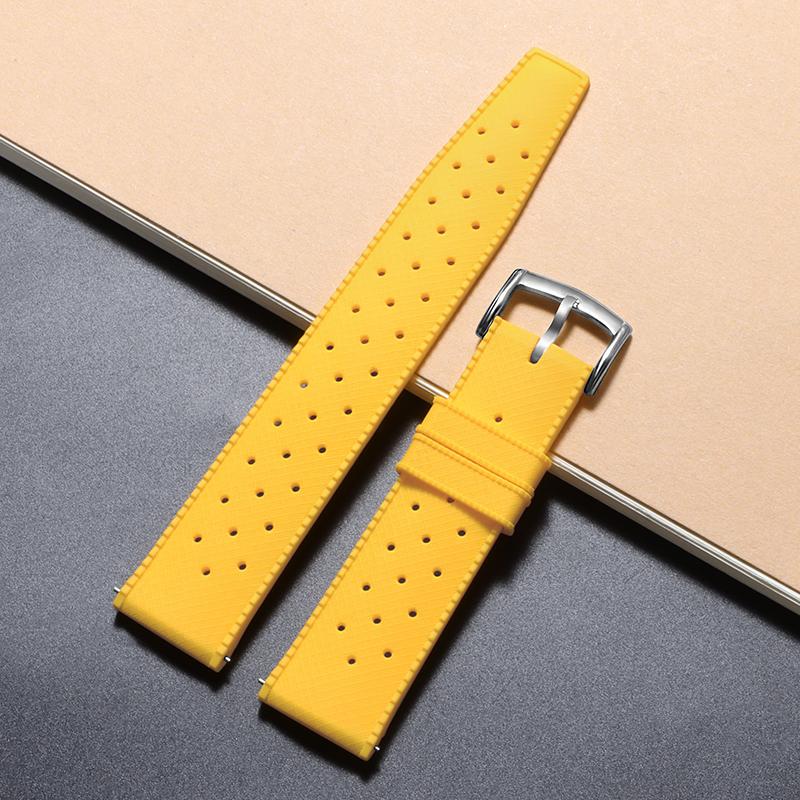 20mm 22mm Tropical Silicone Watch Band Quick Release Watchband Soft Rubber Smart Watch Strap Breathable for Seiko for Citizen