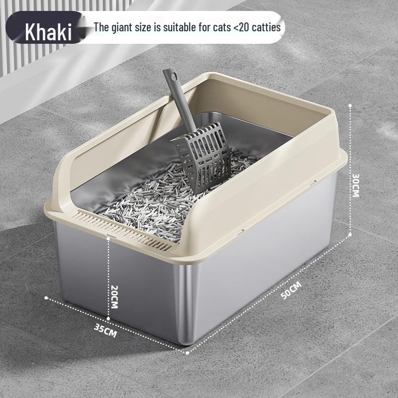 Luxuriöse spritzwassergeschützte Katzentoilette mit großem Raum, hohem Rand und Edelstahleinsatz für Weihnachten