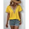 Magliette estive da donna Abiti di moda Camicie casual in chiffon con scollo a V Camicie a maniche corte Camicie in pizzo allentato di colore venduto da donna
