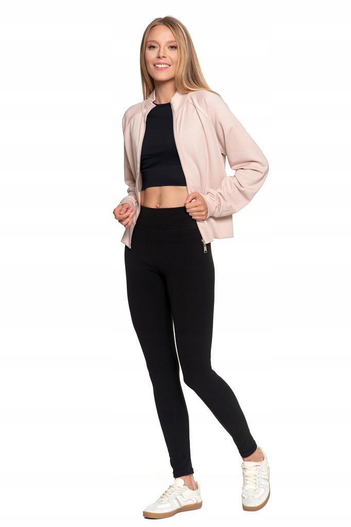 Long Women's Leggings High Waist Ribbed Sport Fit MORAJ L/XL BLACK
