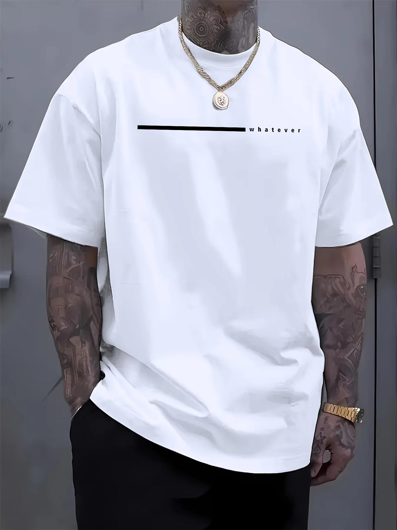 

Men s Large Size Summer Cotton Fashion Casual Solid Color Line Printing Sports Versatile Crew Neck Short Sleeve T-Shirt Top 4XL