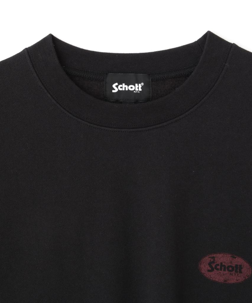 Schott CIRCLE ICON Crew Neck Sweatshirt, Men's, Size S, 010, Black, 782-4232020