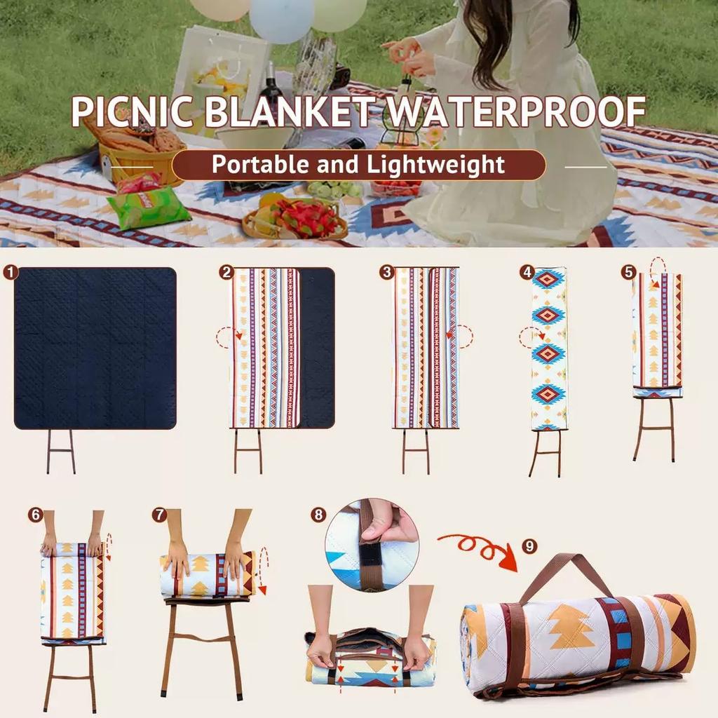 Modern Design Outdoor Picnic Mat Waterproof Picnic Blanket Portable Foldable Beach Mat for Outdoor Activities Camping Blanket