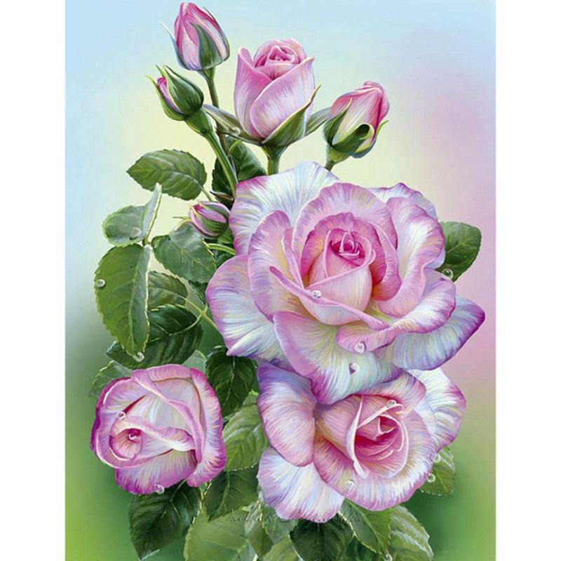 5D DIY Diamond Painting Pretty Flowers Diamond Embroidery Cross Stitch Kit Full Rhinestone Mosaic Home Decor