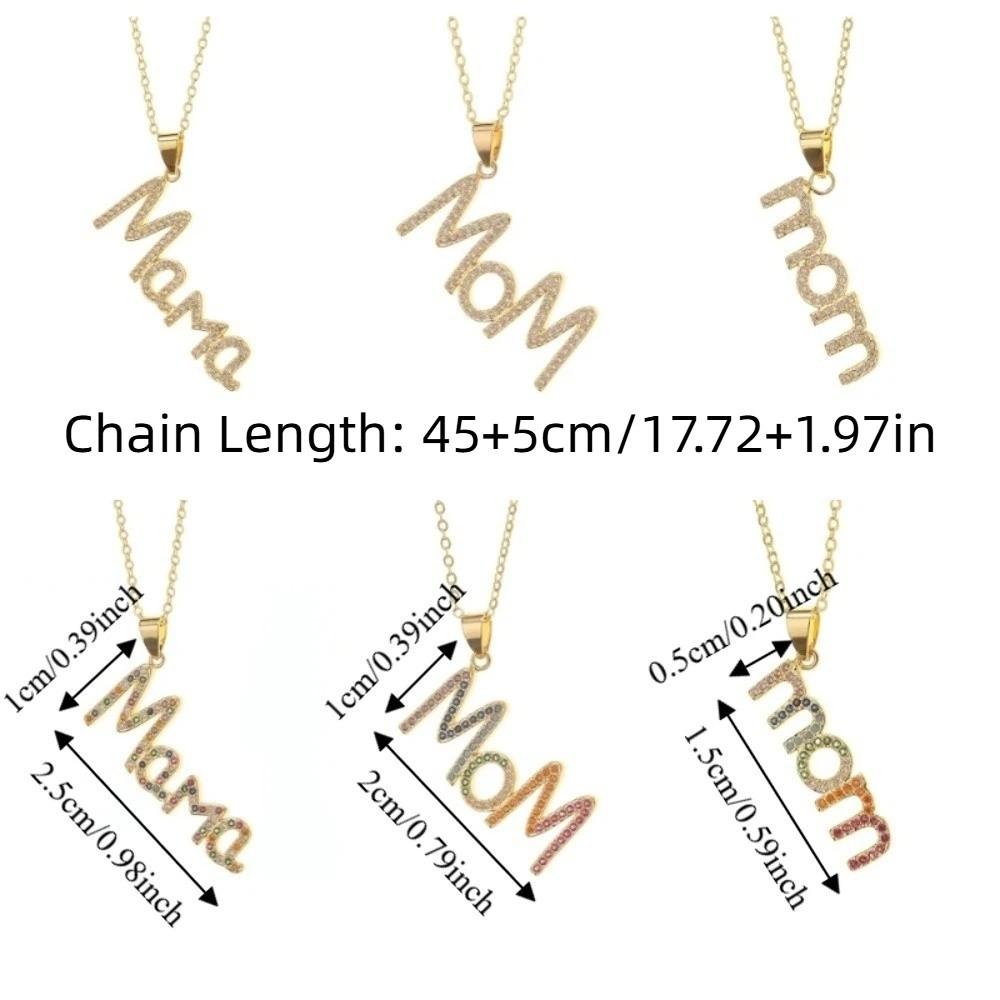 Aesthetic MOM Necklace Jewelry Gift for Mother's Day Trendy Zircon Letter Clavicle Chain Overlay