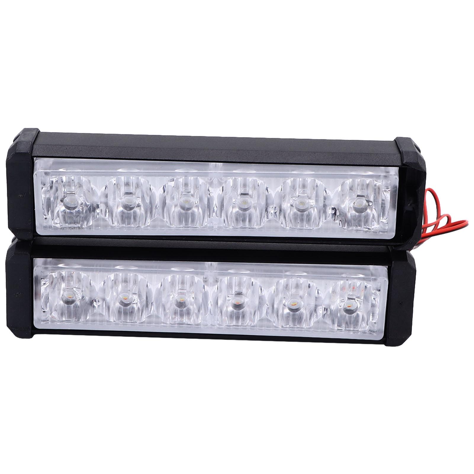 2PCS COB Warning Strobe Flash Light 6LEDs Red Blue White Lighting Universal for Motorcycles ATVs Trucks DC12V‑24V