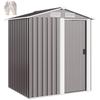 Garden Metal Tool Storage Shed with Sliding Door, Sloped Roof and Foundation Kit, 152 x 132 x 188cm, Grey