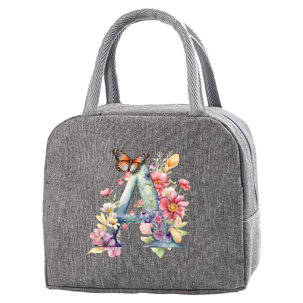 

Travel Portable Food Insulation Children s Butterfly Letter Printing Box Picnic Waterproof Oxford Zipper Lunch Insulation Bag
