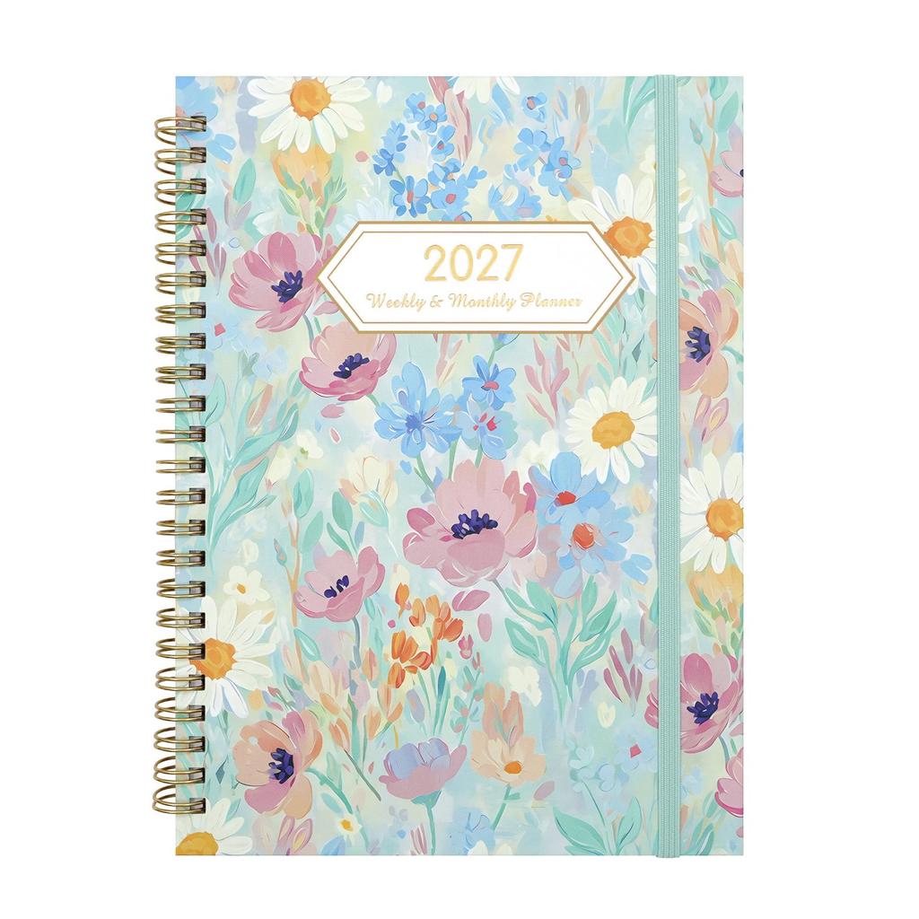 2027 English Floral A5 Spiral Planner: Weekly Efficiency Handbook
