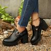 British Style Deep-mouthed Single Shoes Women's 2025 Autumn New Plus-size Retro High-heeled Professional Leather Shoes