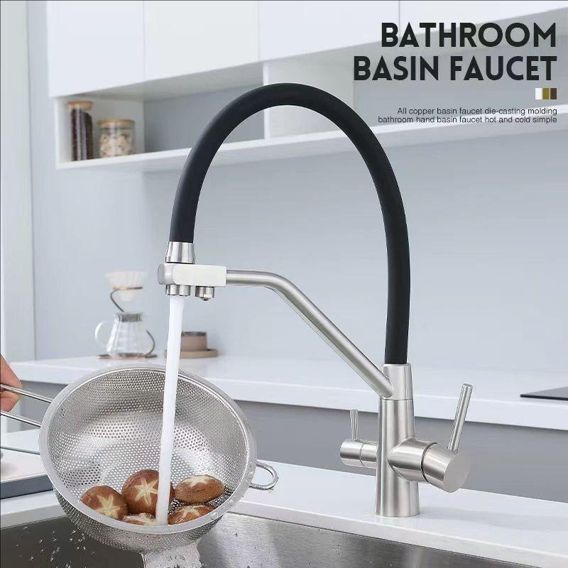 3 in 1 Kitchen Faucet Pure 360 Rotation sink Crane Handles Dual Water Functions Mode Filter Mixer Taps
