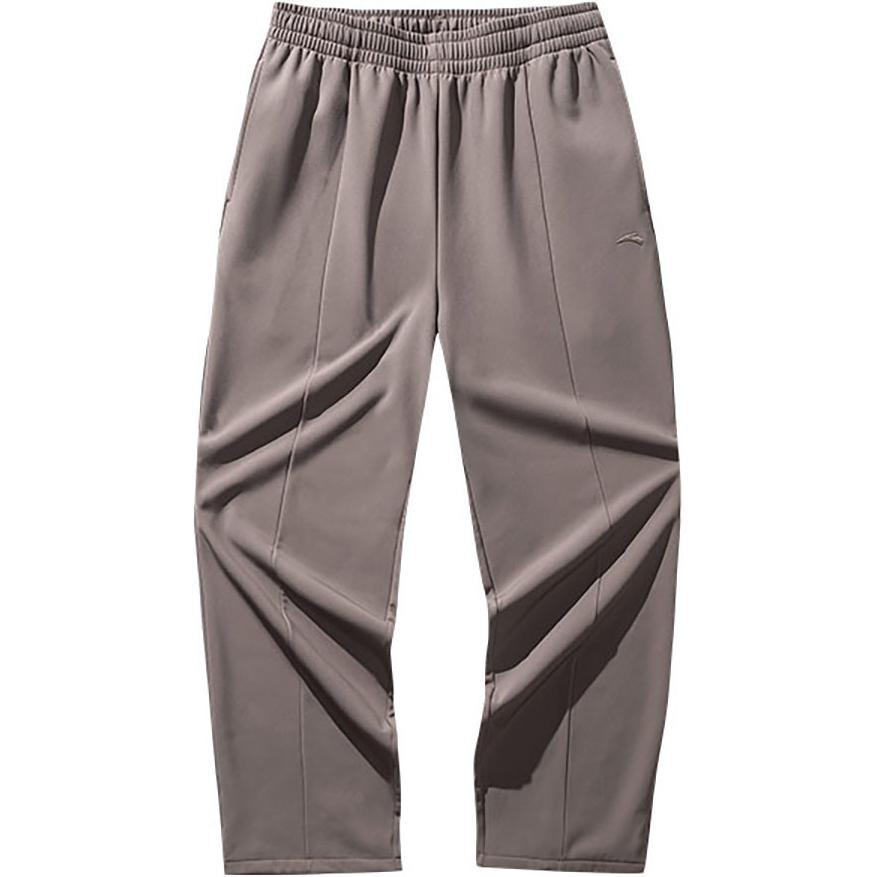 Anta Comfortable Casual Simple Straight Loose Fleece Lined Knitted Sports Pants Women Bottoms Tawny 962517503-5