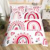 Rainbow King Queen Duvet Cover Colorful Rainbows Bedding Set Watercolor Floral Butterfly Comforter Cover Polyester Quilt Cover