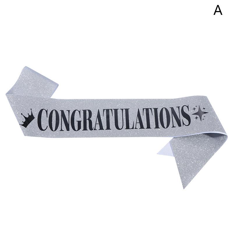 

Поздравительная лента для выпускного класса 2025 года, принадлежности для украшения вечеринки, сувенир, блестящая атласная лента, поздравляем выпускника, церемония