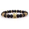 Stylish Micro-inlaid Zircon Punk CZ Ball Crown Woven Bracelet